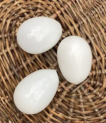 Antique Milk Glass Egg Hand Blown Hen Nesting Decoy Eggs W Pontil 3 • $25