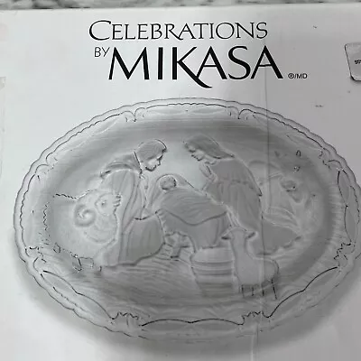 MIKASA Nativity Scene Embossed Frosted Crystal Plaque Plate Christmas 7 X 9 Inch • $12.51