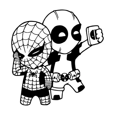 6.2  DEADPOOL & SPIDERMAN Vinyl Decal Sticker Car Window Laptop Marvel Pool • £3.99