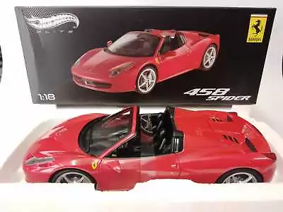 Hot Wheels Elite Ferrari 458 Spider Red 1/18 W1177 • $133.20