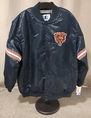 Chicago Bears VTG Navy Blue Satin Bomber Jacket Pro Line Starter Size 4XL NWT • $119.99