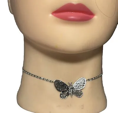 Vintage 70's NOS Greek Key Butterfly Pendant Choker Necklace PP1651 • $11.99