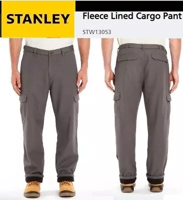 Stanley Heavy Duty Canvas Cargo Pants Men's W36xL30 Bonded Fleece Lined Gray NWT • $39.99