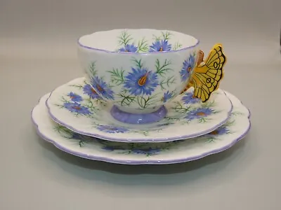 £349.95 • Buy Rare 1930's Aynsley Blue Cornflower Trio - Butterfly Handle Cup Saucer Plate #3