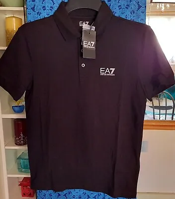 Emporio Armani EA7 Core Black Short Sleeve Polo T-shirt Men's Size Small • £57.49