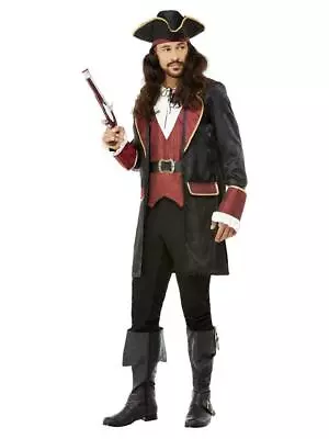 Adult Mens Deluxe Swashbuckler Caribbean Pirate Fancy Dress Costume • £14.79