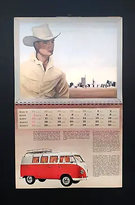 VINTAGE ORIGINAL VW VOLKSWAGEN  ADVERTISING CALENDAR MAC ZIMMERMAN ART WORK 60's • $130