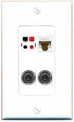 4 Port 1 Gang Jack Face Cover Coupler 2 3-5MM CAT6 SPEAKER Wall Plate • $17.44