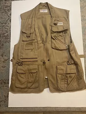 Vtg Fuji Film Photographers Vest Khaki Camera Utility Zip Pocket Sz M Fishing • $49