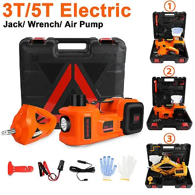 Electric 12V Car Jack 3T 5T Floor Jack Lift & Impact Wrench & Tire Inflator Pump • $38.95