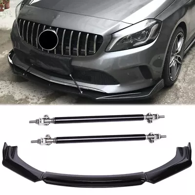 For Mercedes-Benz C-Class E-Class Front Bumper Lip Spoiler Splitter +Strut Rods • $99.11