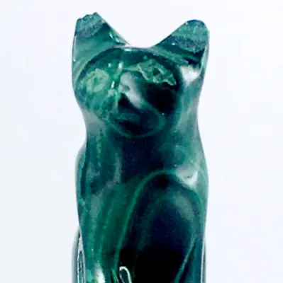 Rare Natural Malachite Green Miniature Cat Figure Gemstone Handcarved Healing46g • $57.19