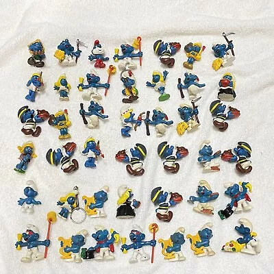 VTG Bulk 42pc Lot Of Smurfs Miniature Figurines Peyo Schleich B • $19.99