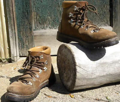 Mens Vtg 70s Raichle Leather Mountaineering Hiking Boots Men’s Size 9 M Austria • $49