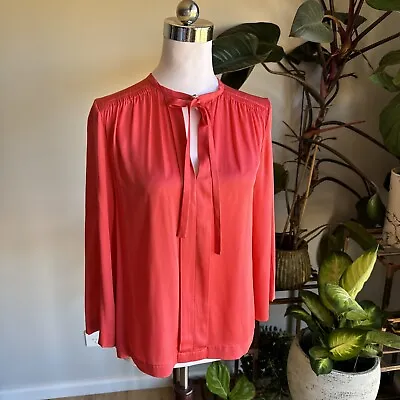 Diane Von Furstenberg ‘Anne’ Silk Blouse Top Size 6 Long Sleeve Top Pink • $49