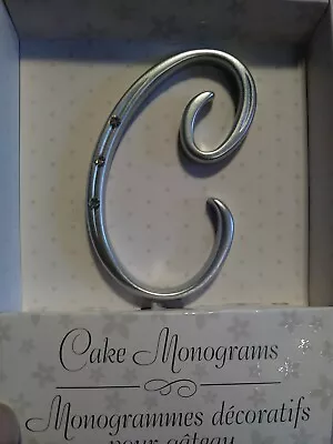 Cake Monogram Letter C Silver With Stones 2.5  Tall • $4