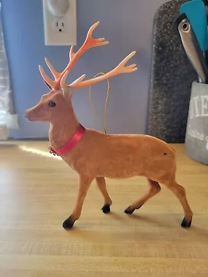 Vintage Brown Flocked Plastic Reindeer Stag Deer Buck 10  See Description!  • $12.50