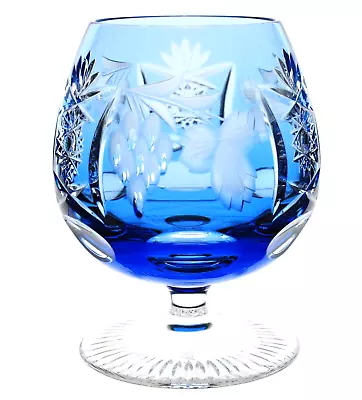 Nachtmann Traube Azure Light Blue Aqua Cut To Clear Crystal Brandy Glass Signed • $95