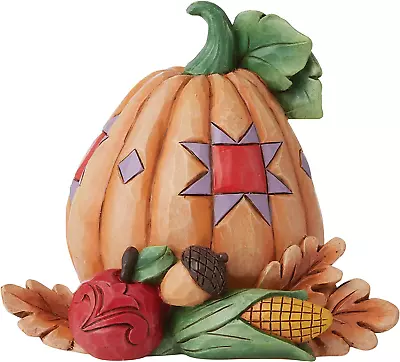 Enesco Jim Shore Heartwood Creek Harvest Pumpkin With Bounty Miniature Figurine • $27.74