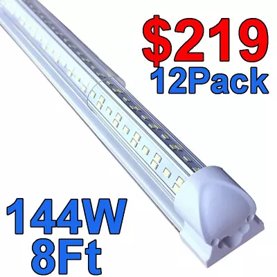 8' Garage Light 12PACK 8 Foot LED Shop Lights 144W Fixture 8FT T8 LED Tube Light • $219.88