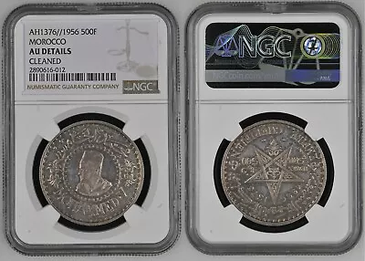 MOROCCO MAROC MAROKKO 1956 NGC AU DETAILS 500 Francs Mohammed V Coins Silver • $16.50