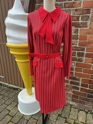 £29.99 • Buy Vintage 1960s Pussy Bow Mod Modette Dress 10/12