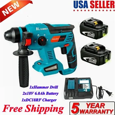 18V Brushless Rotary Hammer Drill For Makita DHR263Z W/2x6.0Ah Battery+Charger • $129.99