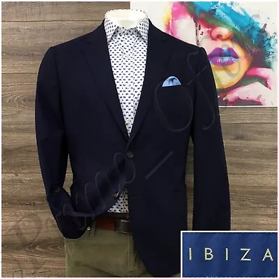 Ibiza Mens Blazer Sport Coat Two Button Casual Jacket Size 44R Wool Suit Navy • $79.95