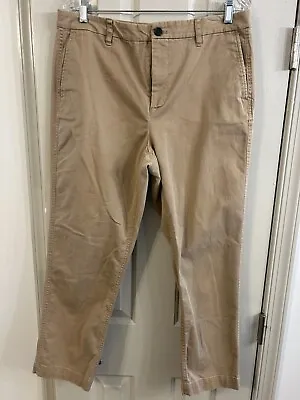 J. Crew Womens Pants Khaki Size 12 Denim Cotton Zip Fly Tapered Leg Pockets • $13.95