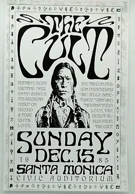 $14.95 • Buy The Cult American Debut Tour 1985 Santa Monica Civic Vintage Punk Concert Poster