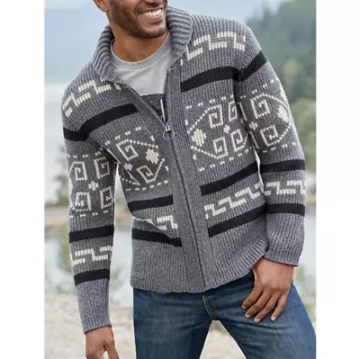 New Men's Sweater Big Lebowski Sweater Zippered Knit Top Jeffery Adult Clothing • $85.79