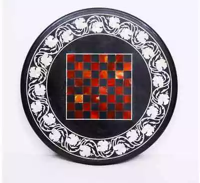 18'' Black Marble Chess Table Top Center Inlay  Malachite Home Decor G32 X-mas • $491