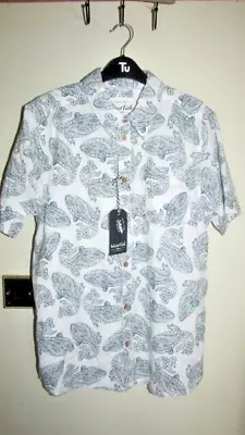 Mens White/blue Zappa Cheese Cloth Shirt From Weird Fish Size L(44  Chest)bnwt • $3.78