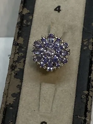 Sterling Silver 925 Tanzanite Cluster Ring Size 7 • £172.76