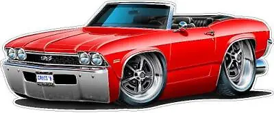 Wall Decal Compatible With 1969 Chevelle SS 396 Convertible Cartoon Car Garage • $25.99