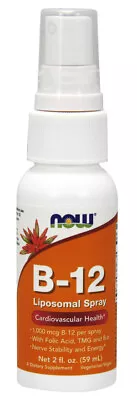 NOW Foods Vitamin B-12 Liposomal Spray Folic Acid TMG Nervous Stability | 59ml • £19.99