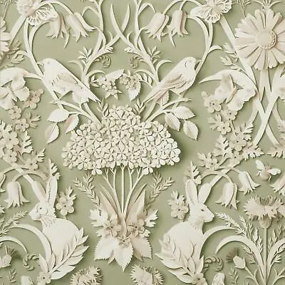 Fine Decor Dimensions Woodland Wallpaper 3D Animal Damask Sage FD42951 • £11.15