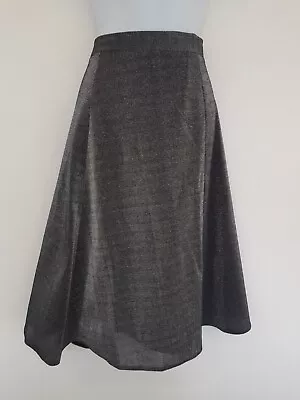 Vintage Skirt Silver Metallic Party Evening Flared Midi Floaty A-line Size 10 12 • £19.99