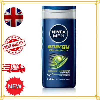 NIVEA Men Shower Gel Energy Pack Of 6 (6 X 250 Ml) Energising Body Wash With  • £7.97