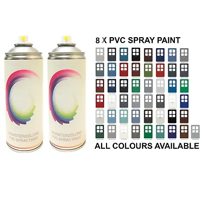 PVC Paint Spray Paint Windows Doors Facia Drain Pipe Plastic 8 X400ml Can • £89.99