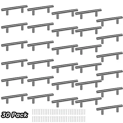 30Pack Brushed Nickel Kitchen Cabinet Pulls Stainless Steel Drawer T Bar Handles • $19.32