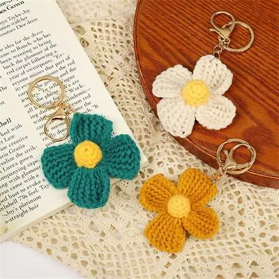 Sweet Cute Crochet Flowers Handmade Weaved Keyrings  Wedding Gifts • £3.31