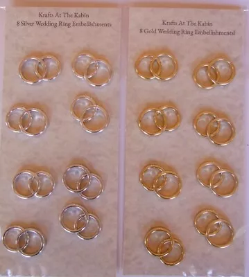 16 Double Silver And Gold Wedding Ring Embellishments For Cards And Crafts • £7.50