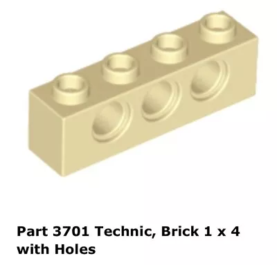 Lego 1x 3701 Tan Technic Brick 1 X 4 With Holes 8039 • $6.63