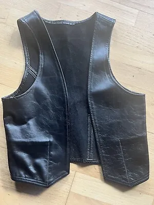 Mr. S Leathers Vest Vintage Black Leather Pockets Size L But Fits Smaller Gay SF • $99.99