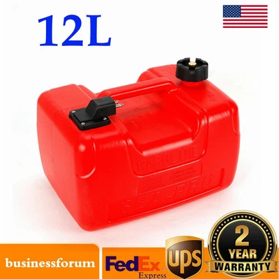 $58 • Buy 3 Gallon/ 12L Portable Outboard Boat Marine Fuel Gas Tank UV W/ Male Connector