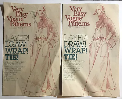 2 Very Easy Vogue Patterns September 1976 Catalog Flyer Leaflet • $7.95