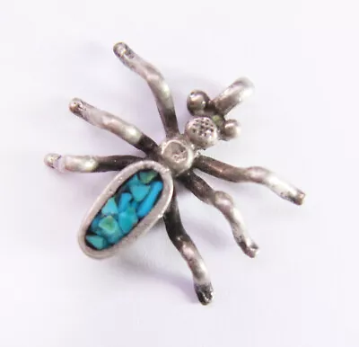 Vintage Sterling Silver And Turquoise Native American Spider Pendant • $22.49