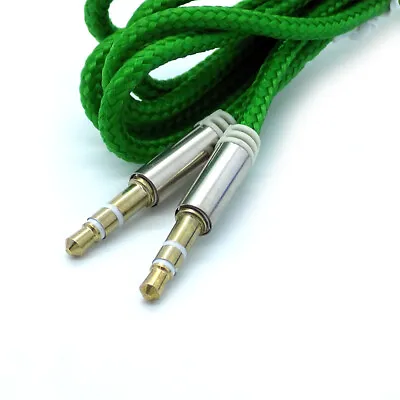 2pcs Aux Audio Cable 3.5mm Jack Male Stereo Plug Auxiliary Braided CAR Lead 1m • £3.45