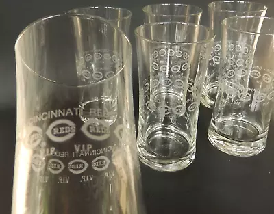 Set 6 Cincinnati REDS VIP Riverfront Stadium Pilsner Highball Drinking Glasses • $24